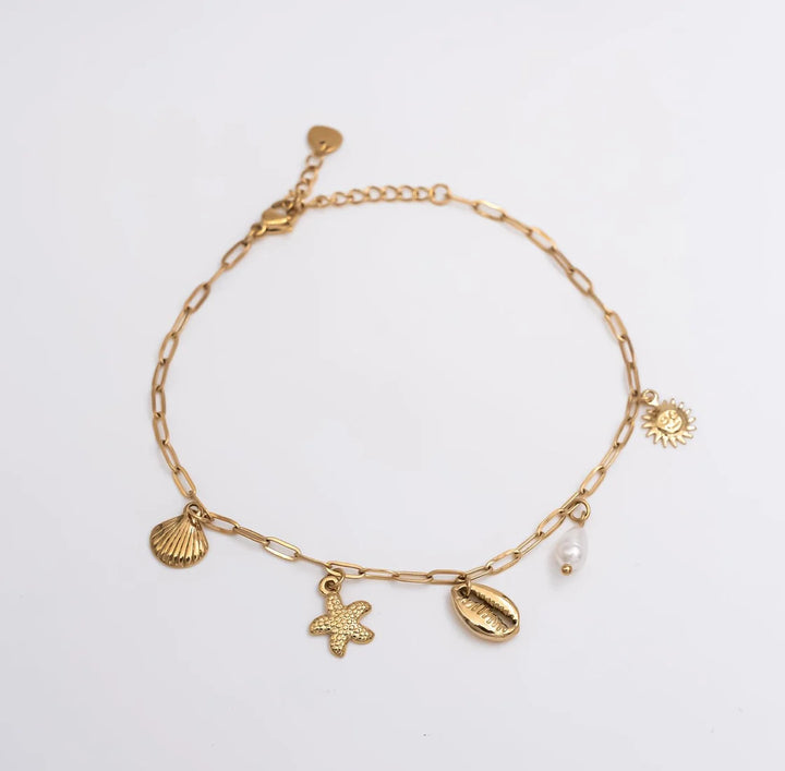 Seashell Link Charm Anklet