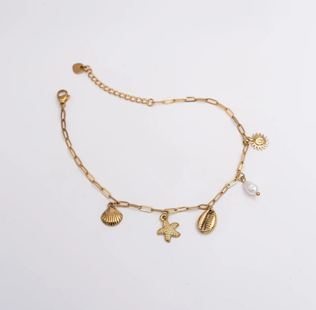 Seashell Link Charm Anklet