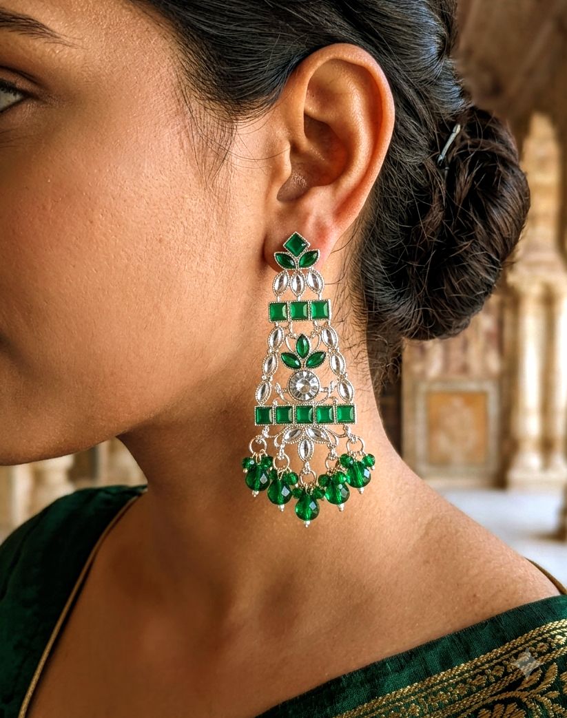 Royal Emerald & Kundan Chandelier Earring