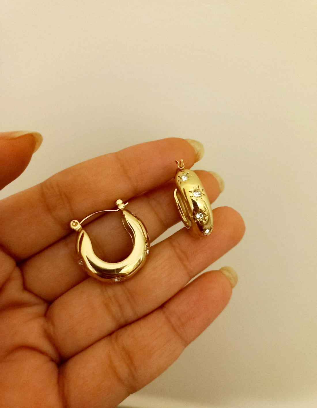 Diamond-Studded Gold Hoop