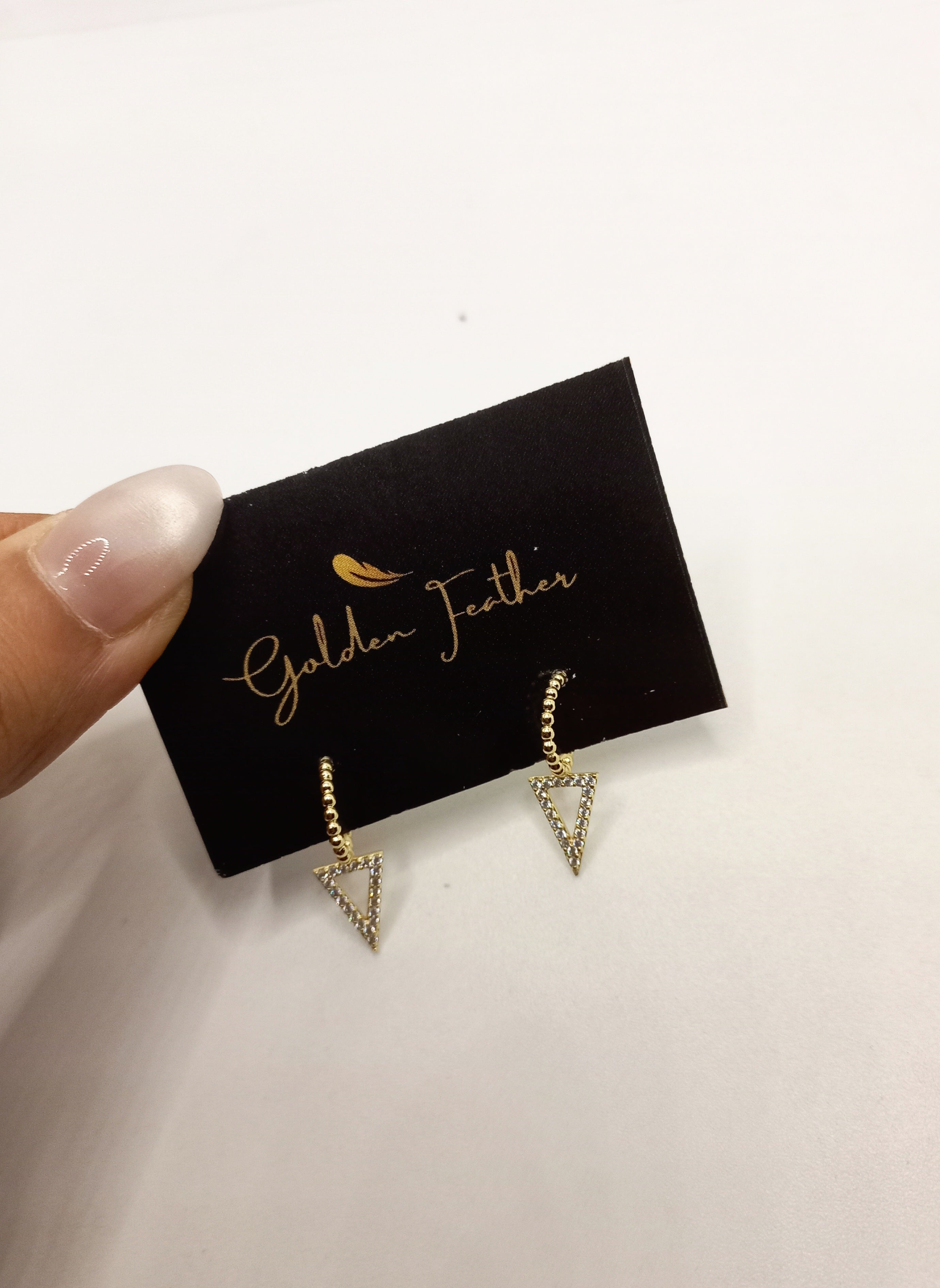 Gold-Tone Crystal Triangle Bali/ Drop Earring