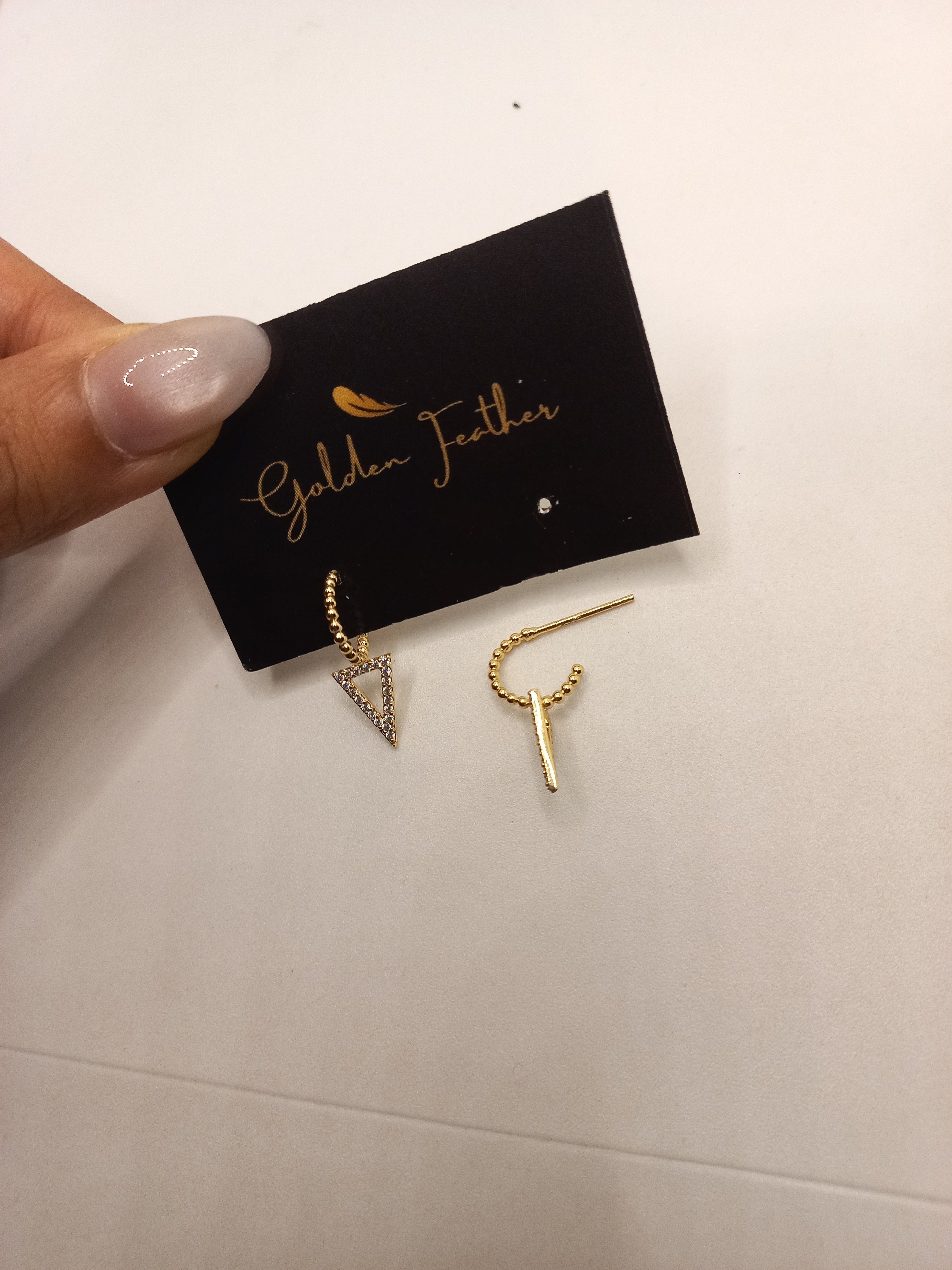 Gold-Tone Crystal Triangle Bali/ Drop Earring