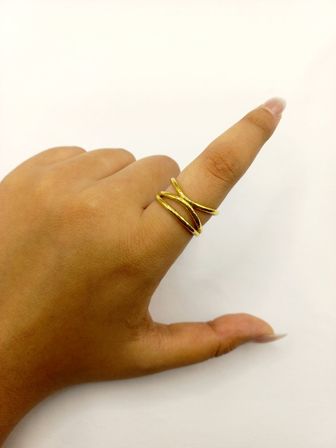 Gold-Tone Double Wave Open Ring