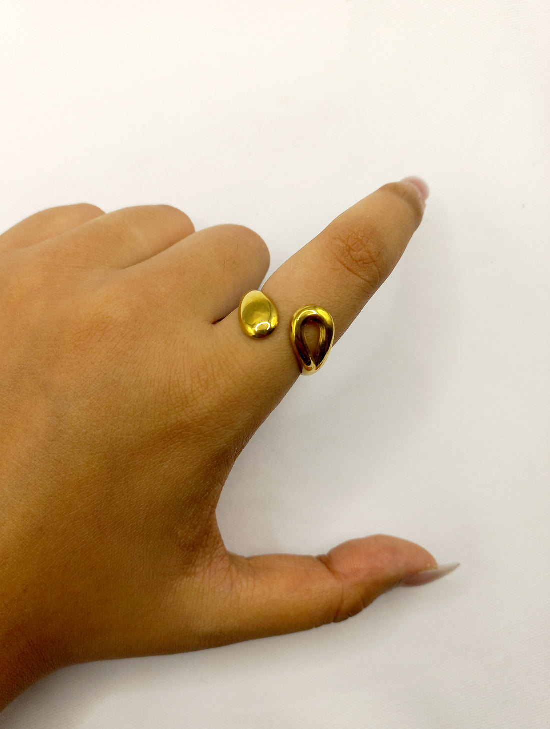 Gold-Tone Teardrop Open Ring