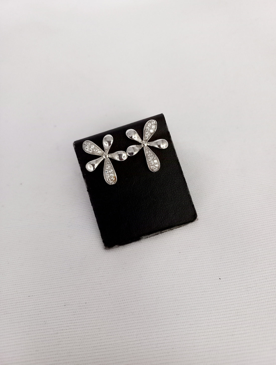 Floral Petal Silver Stud Earrings