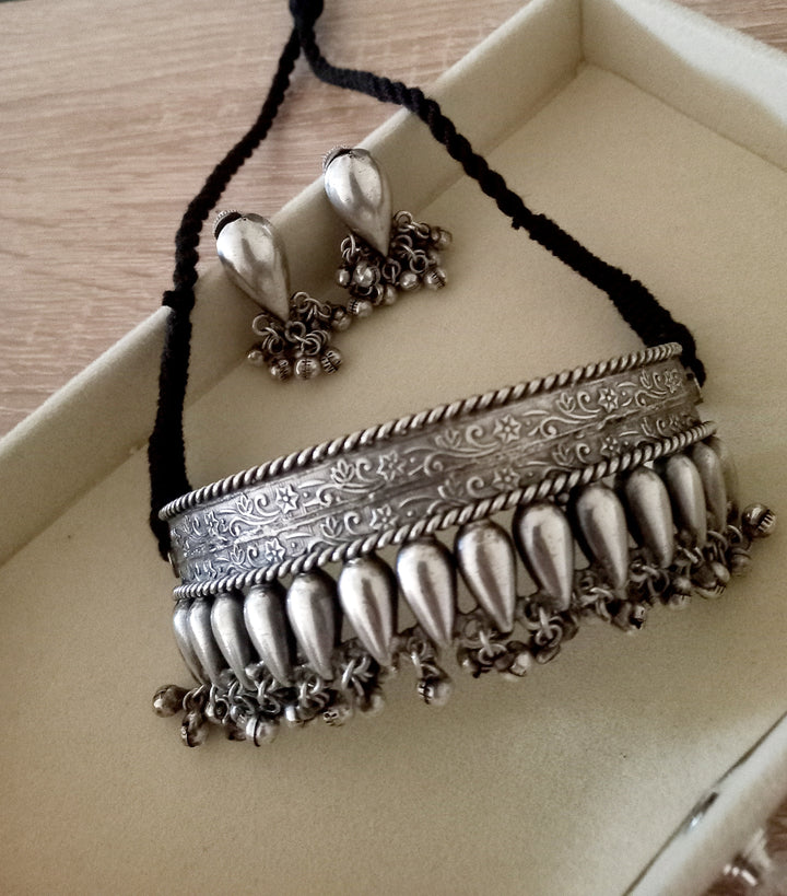 Oxidized Silver Tribal Jewelry Set