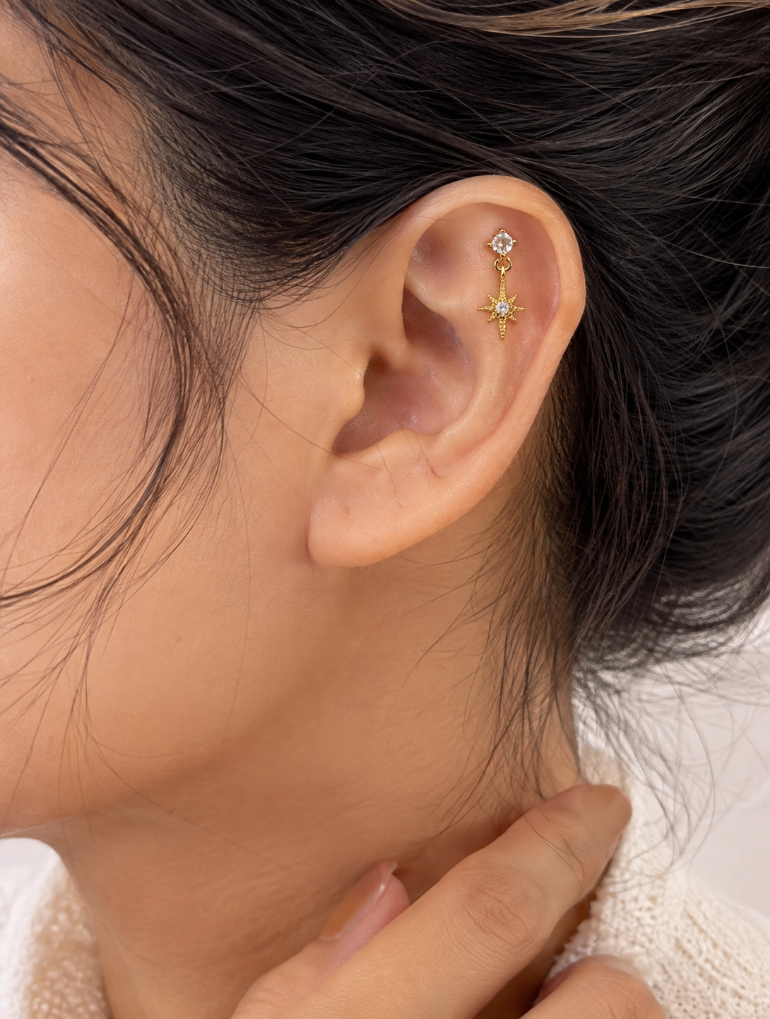 Sunburst Drop Upper Peircing Earring