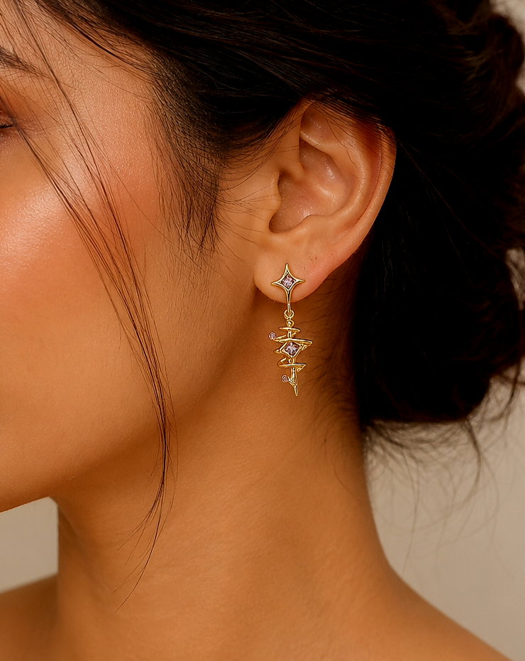 Gold Plated Twinkle Drop Dangle Earring