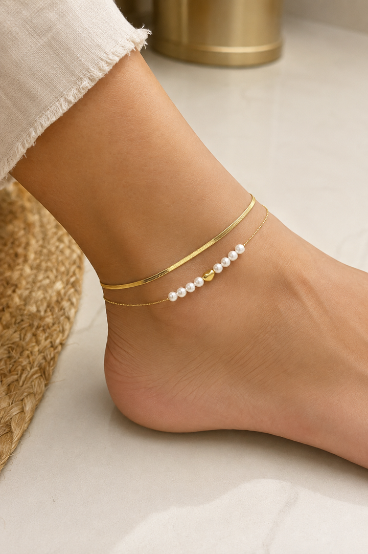 Pearl Elegance Double-Layer Anklet