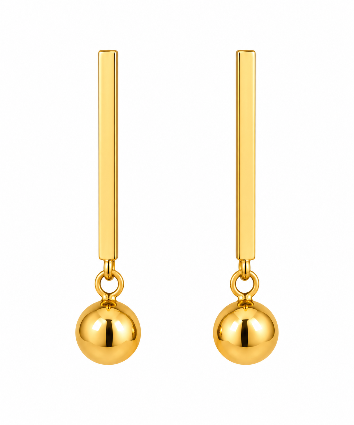 Minimalist Gold Bar and Ball Earring