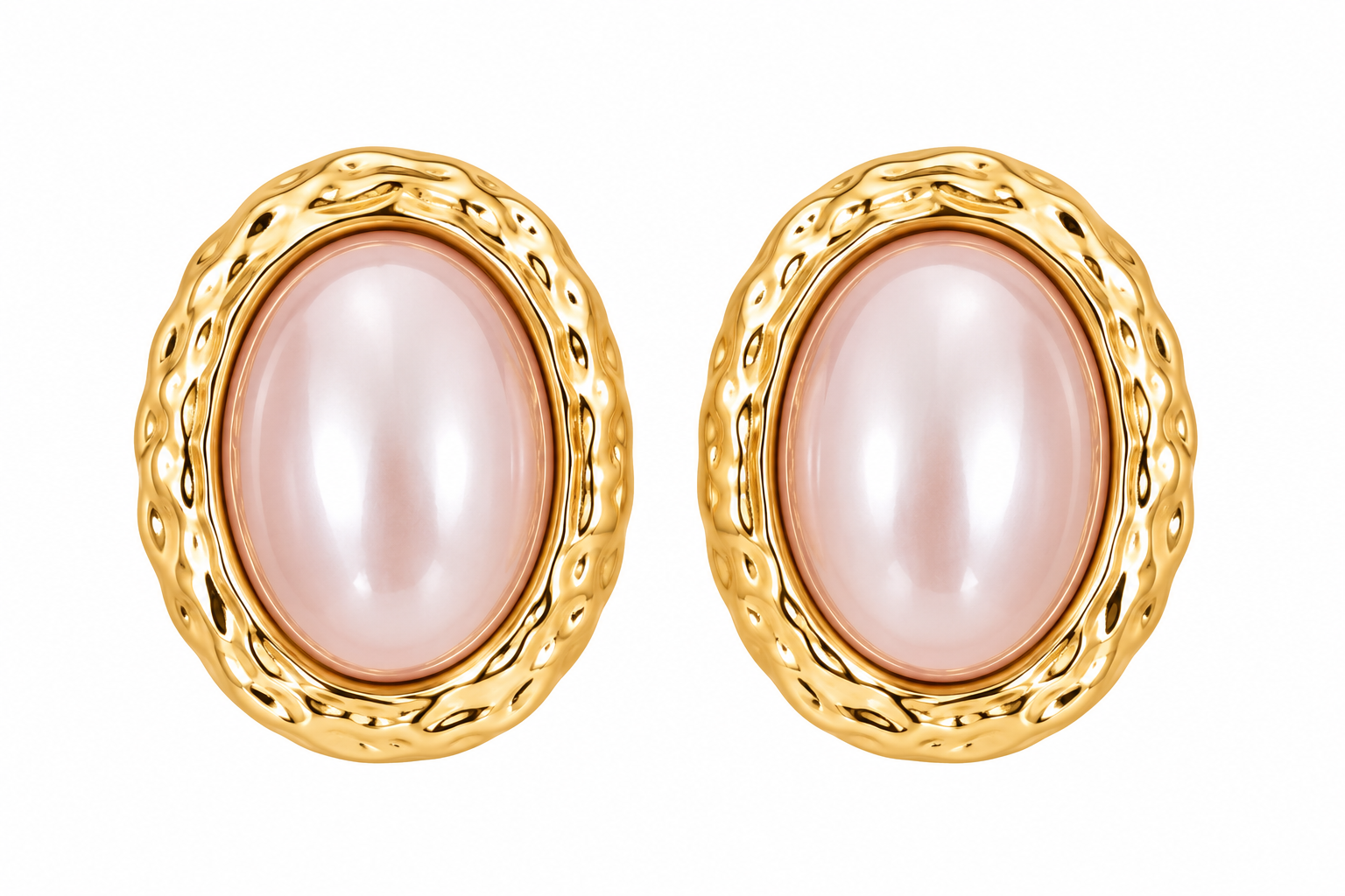 Oversized Pink Pearl Gold Earring