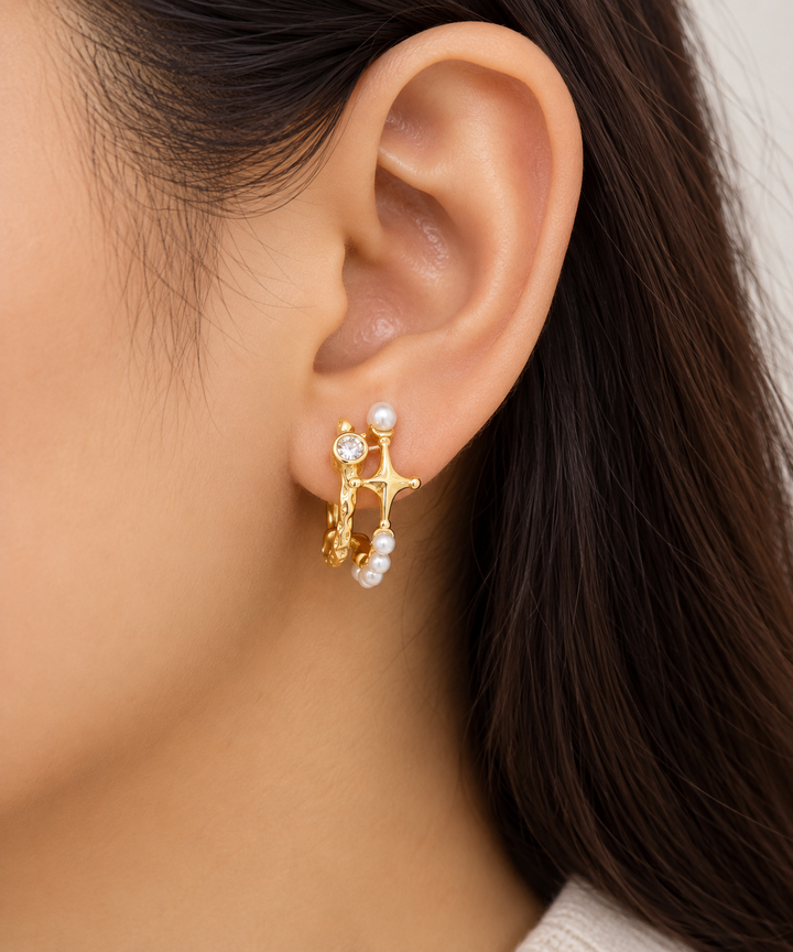 Gold and Pearl Earring