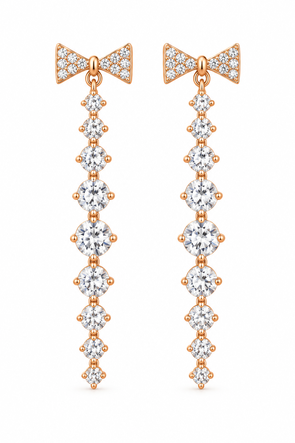 Crystal Bow Long Drop Earring
