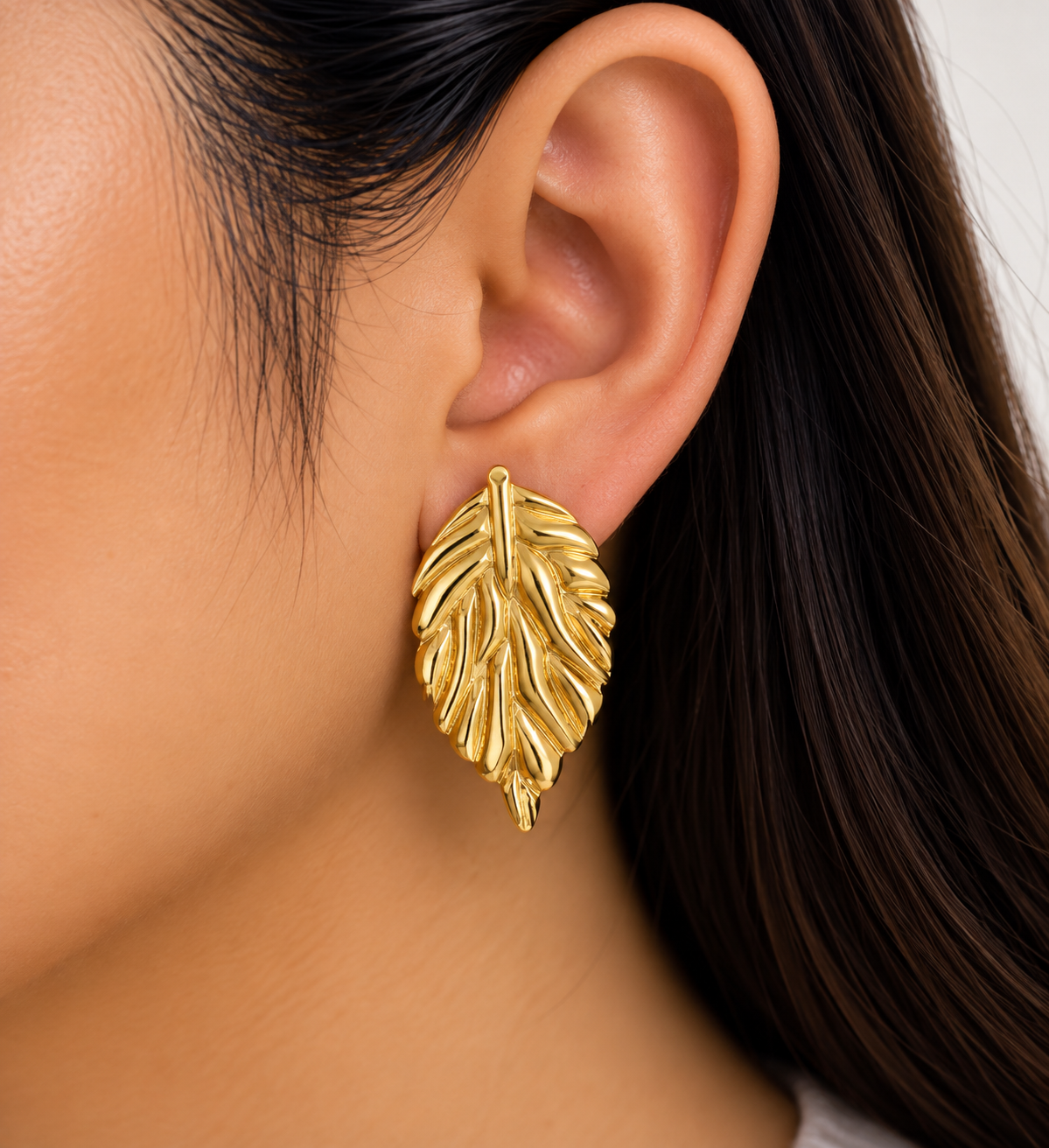 Sculptural Gold Leaf Earring
