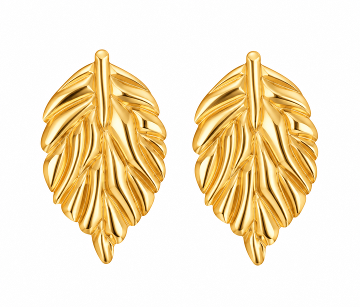 Sculptural Gold Leaf Earring