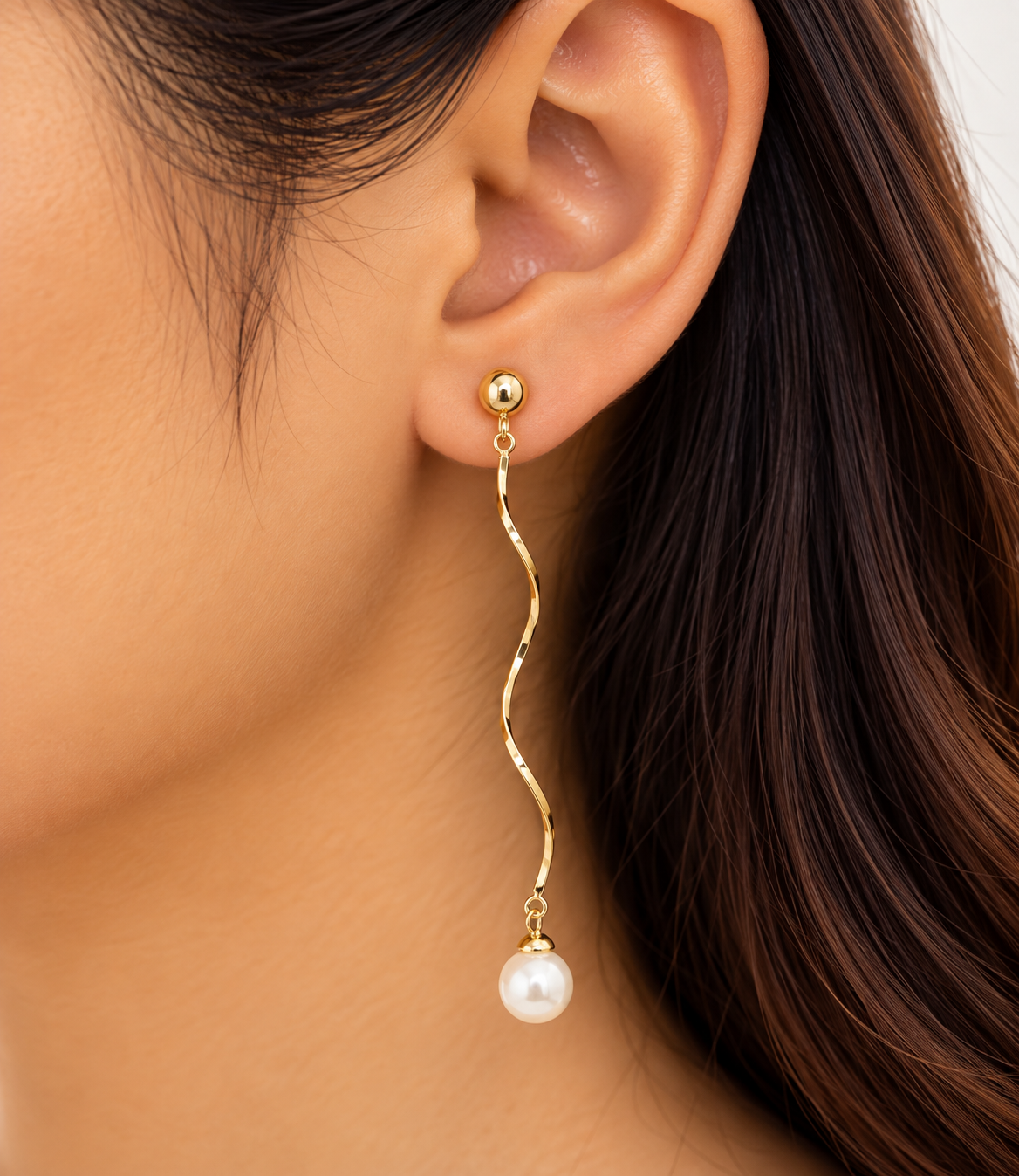 Pearl Wave Drop Earring