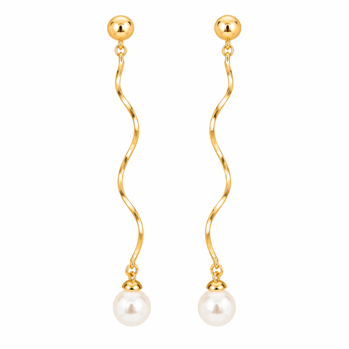 Pearl Wave Drop Earring