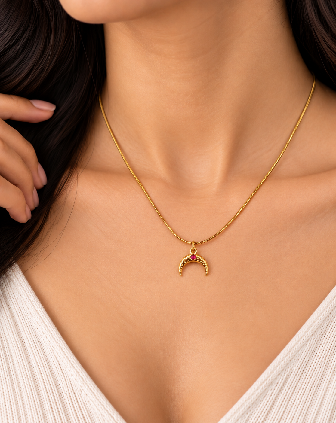 Delicate Gold Crescent Necklace