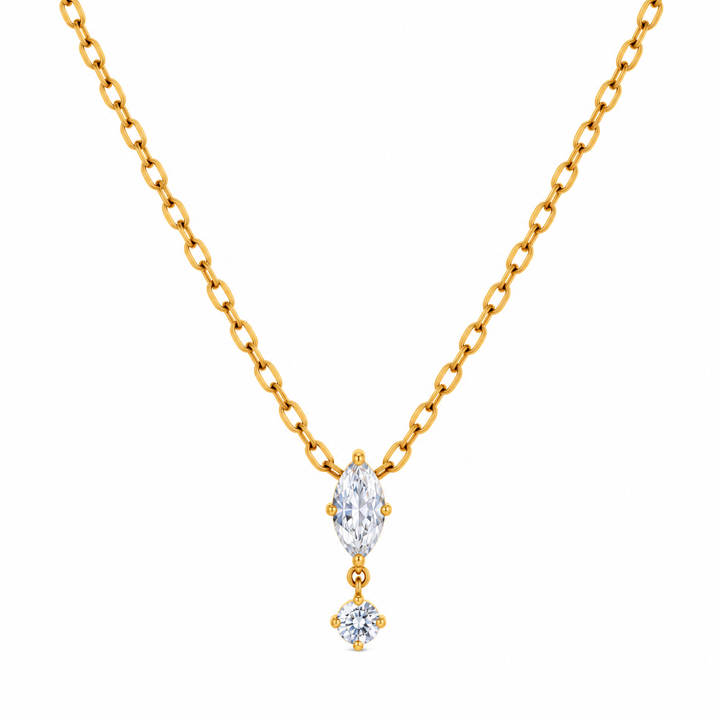 Marquise and Round Gold Drop Pendant