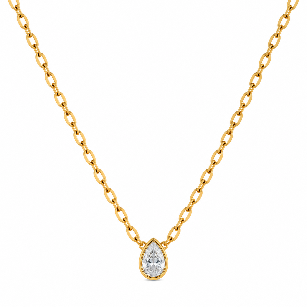 Gold Teardrop Pendant Necklace