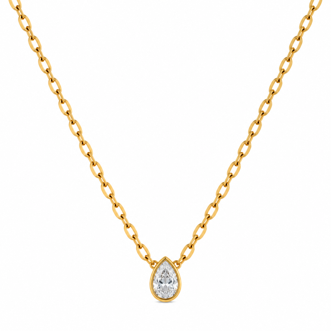 Gold Teardrop Pendant Necklace