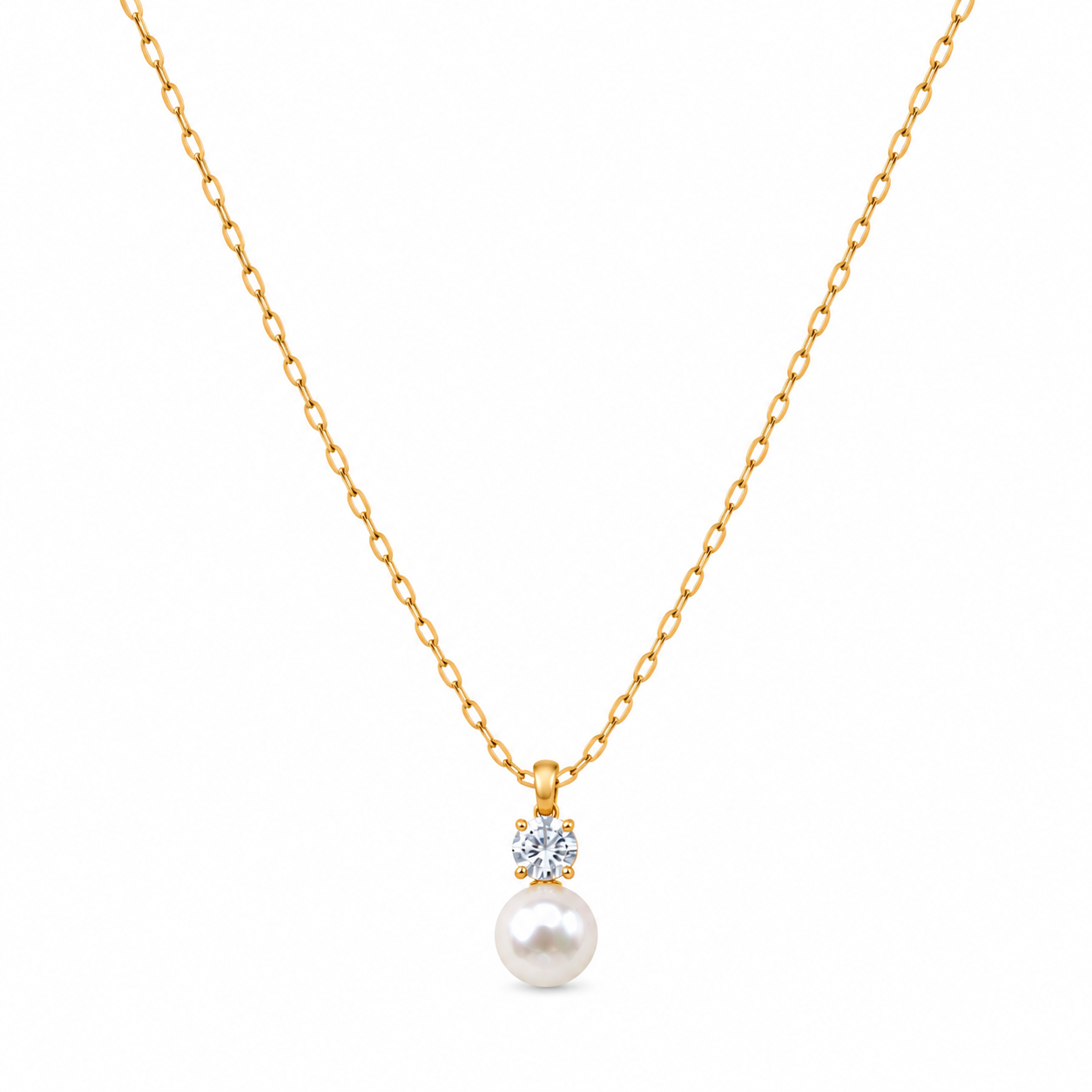 Delicate Gold Necklace with Pearl Pendant