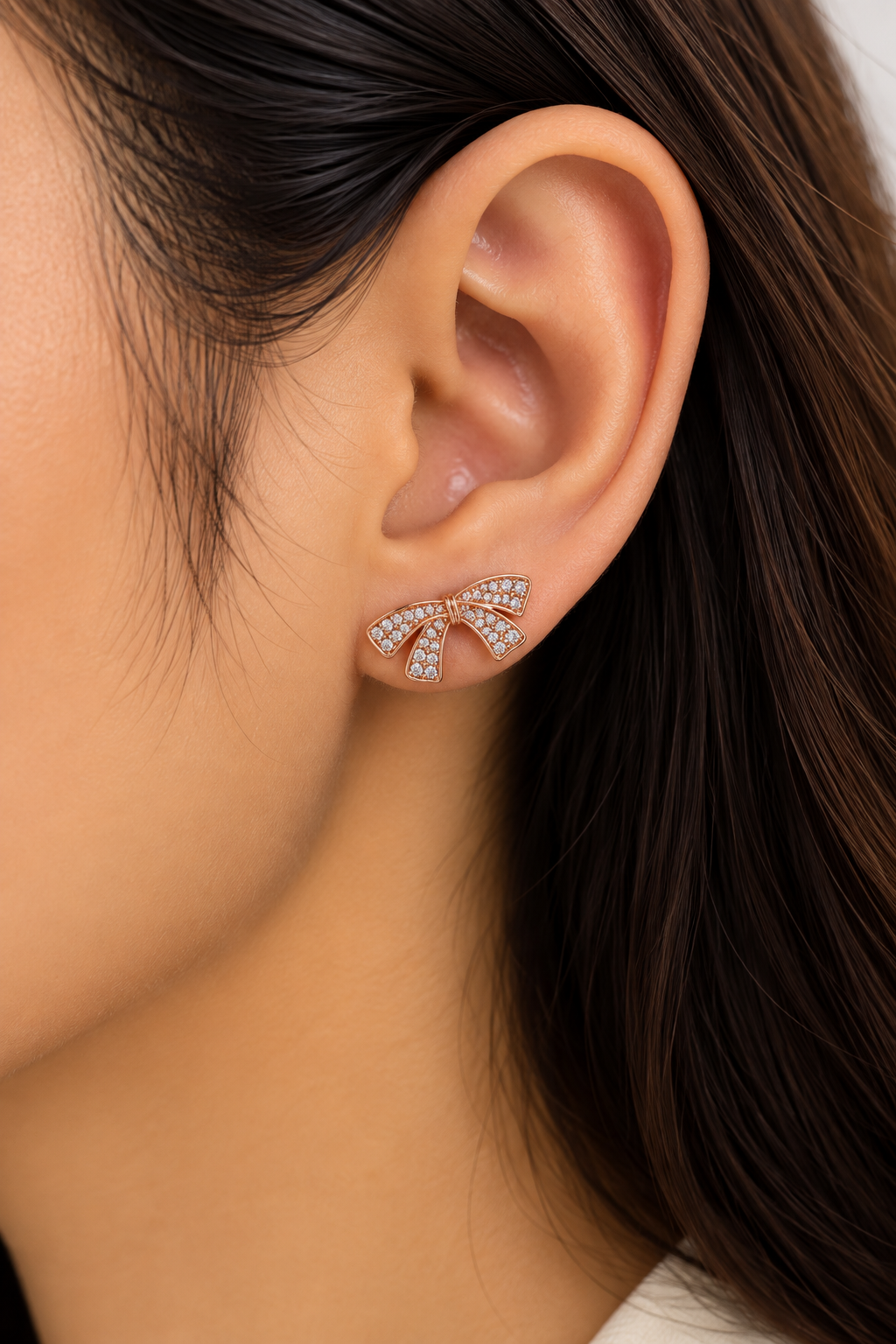 Crystal Bow Stud Earring