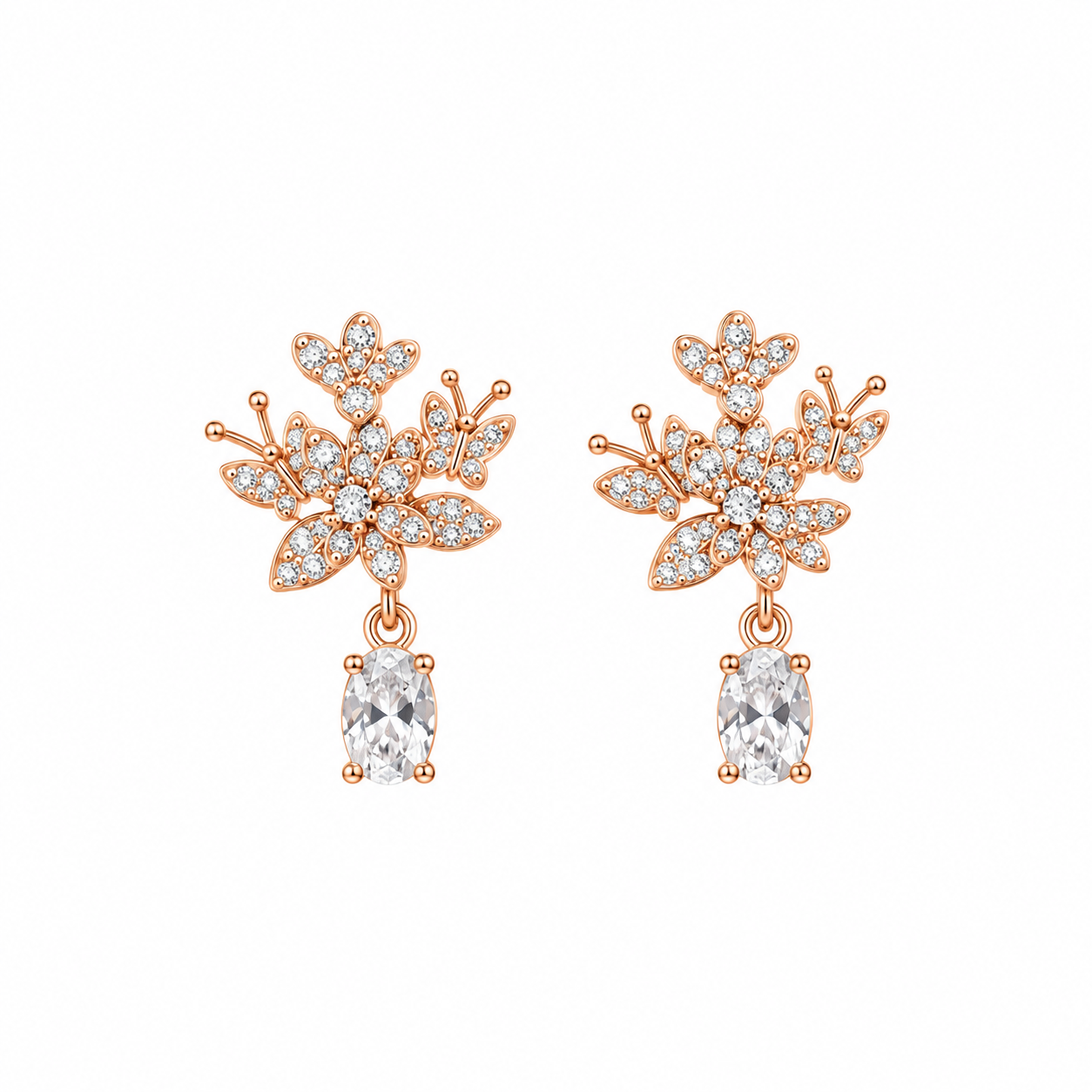 Floral Butterfly Stud Earring