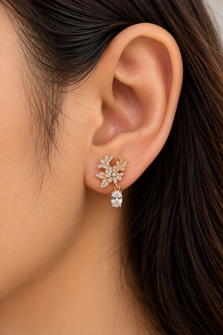 Floral Butterfly Stud Earring