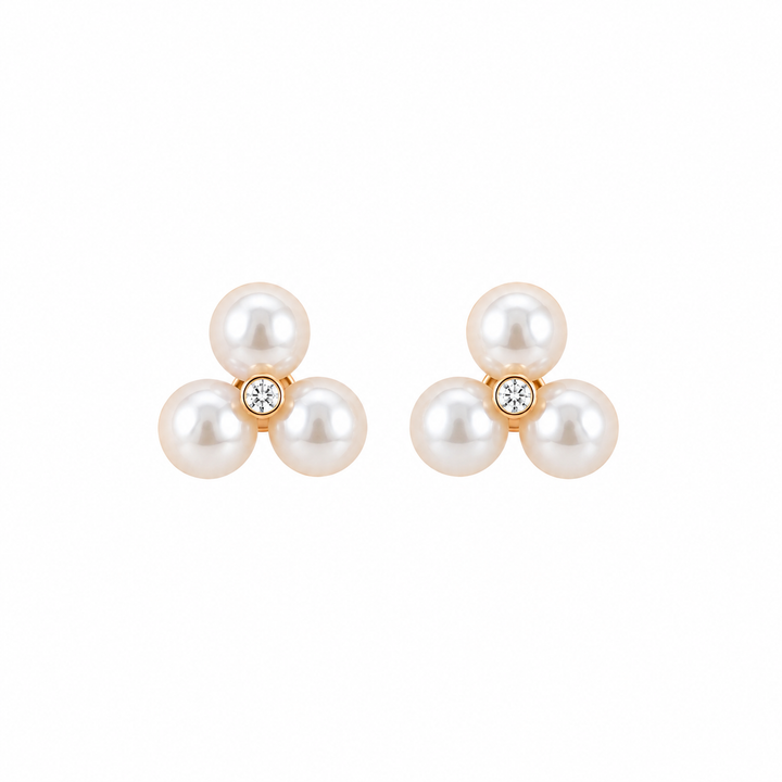 Pearl Petal Crystal Stud Earring