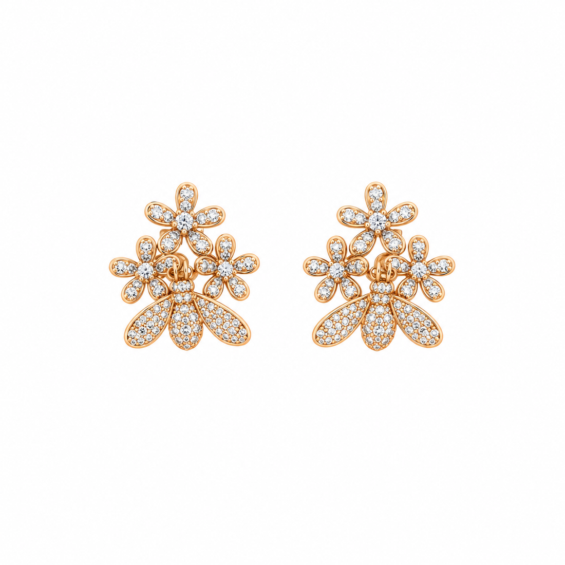 Crystal Blossom Bee Stud Earring