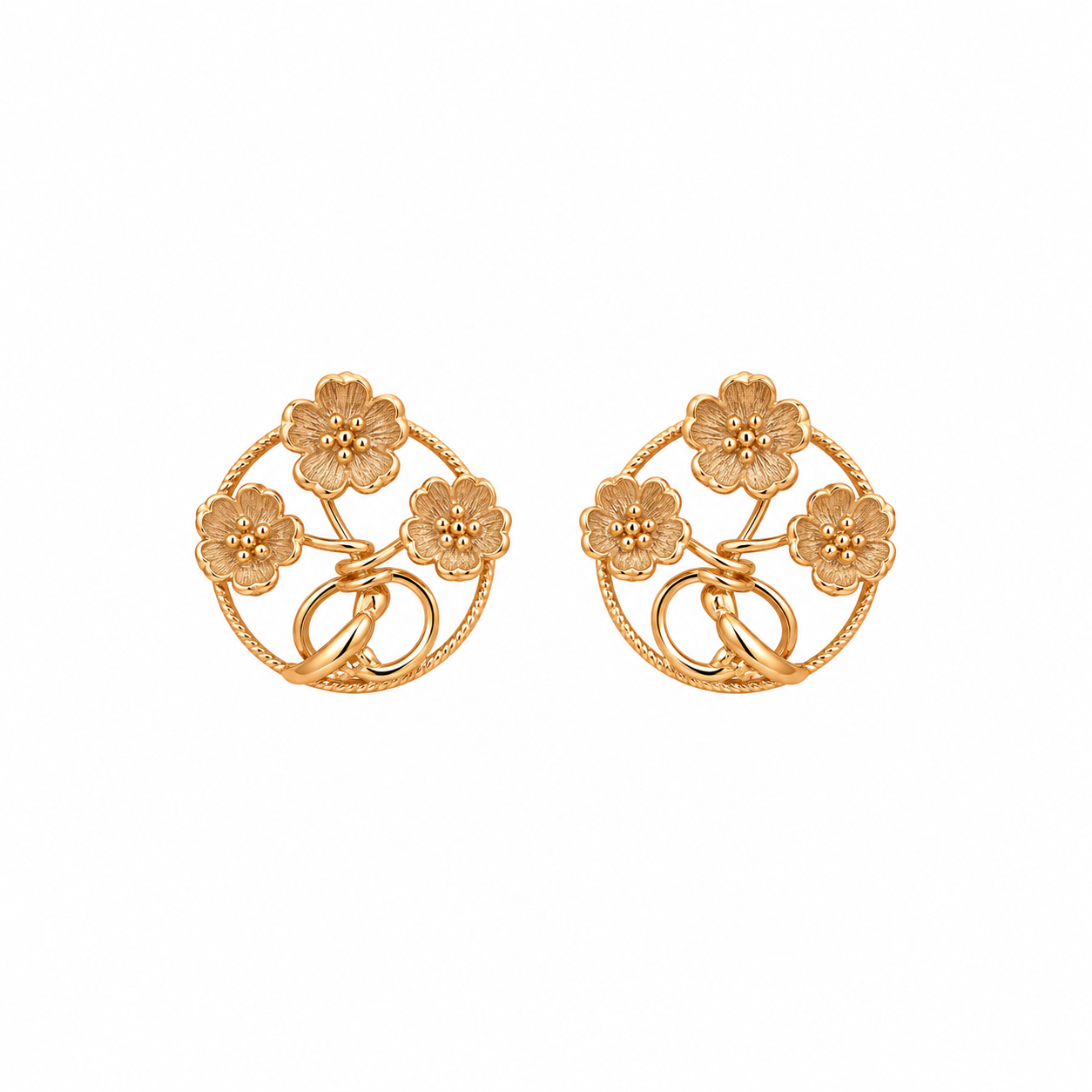 Golden Blossom Garden Stud Earring