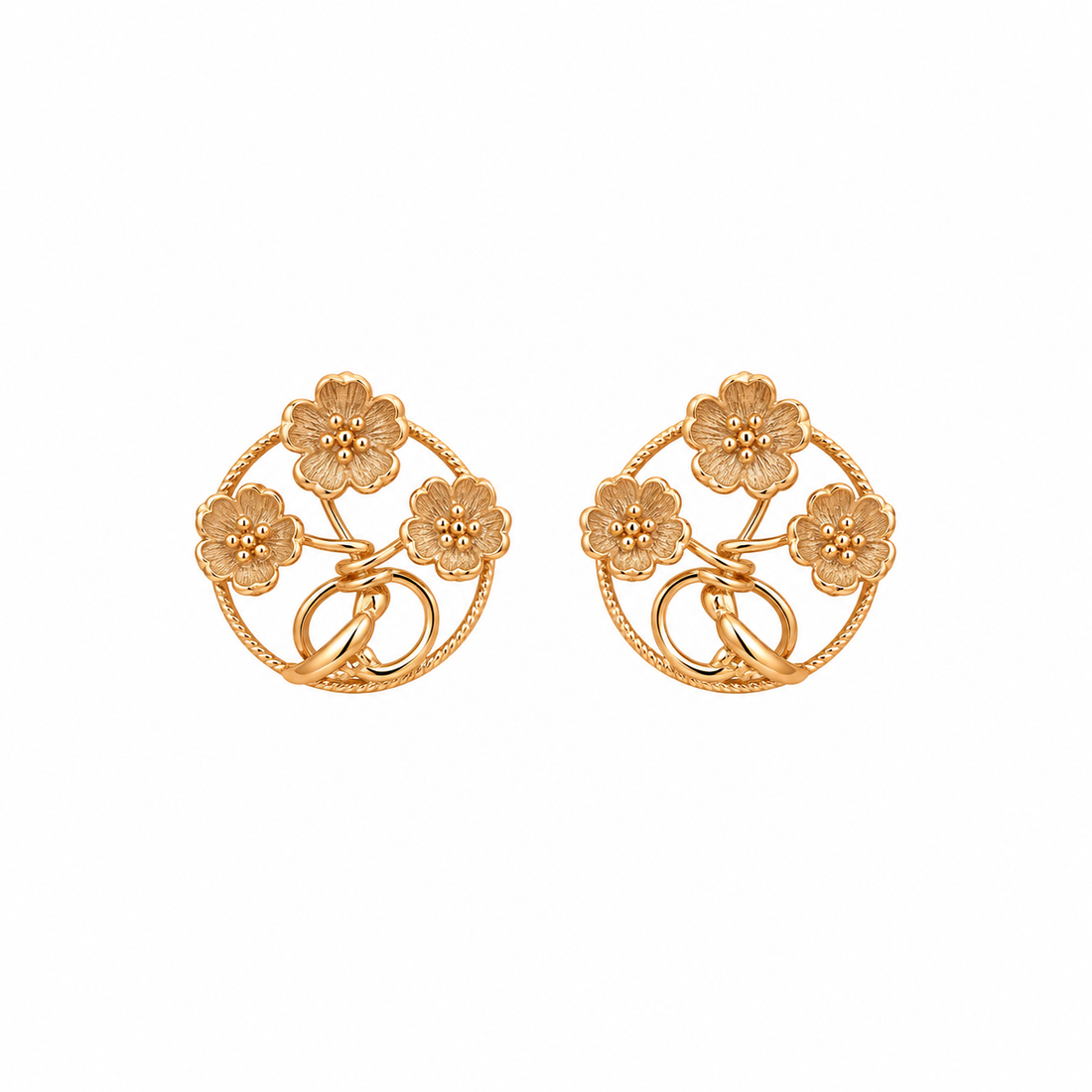 Golden Blossom Garden Stud Earring