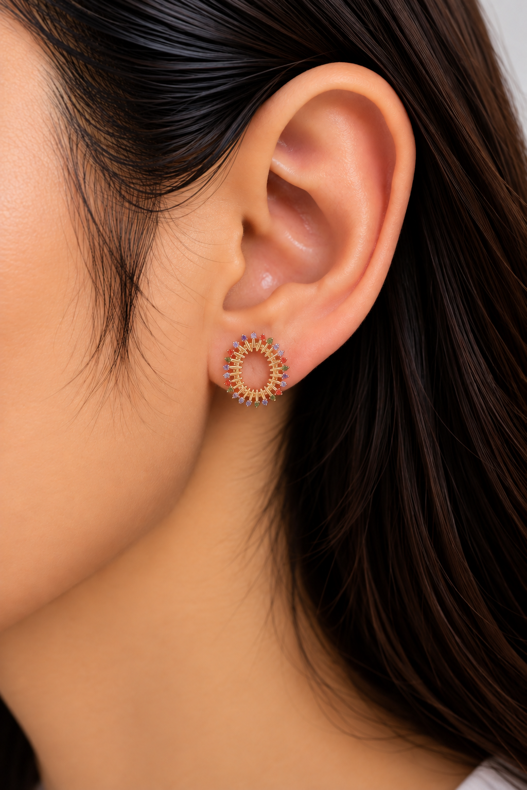 Multicolor Celestial Halo Stud Earring