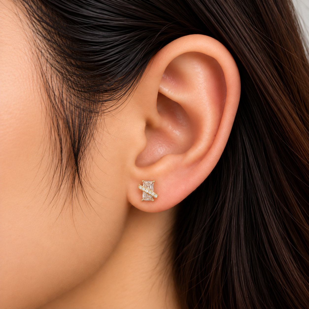 Celeste Crystal Crossbar Stud Earring