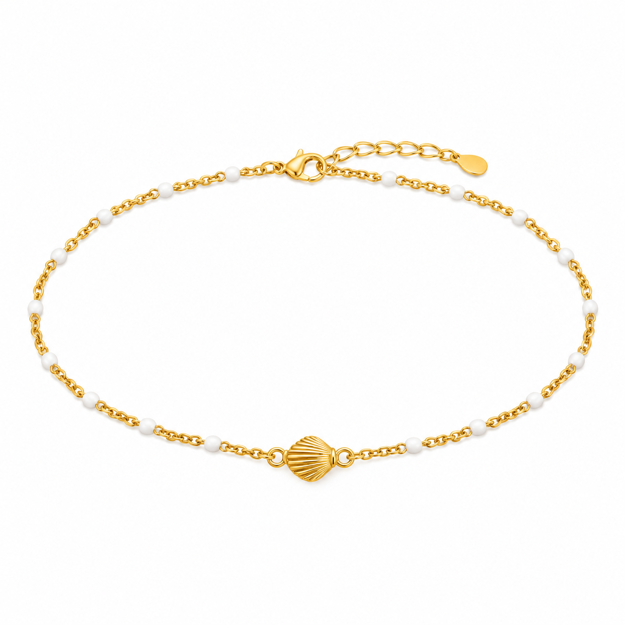 Golden Shell Beaded Anklet