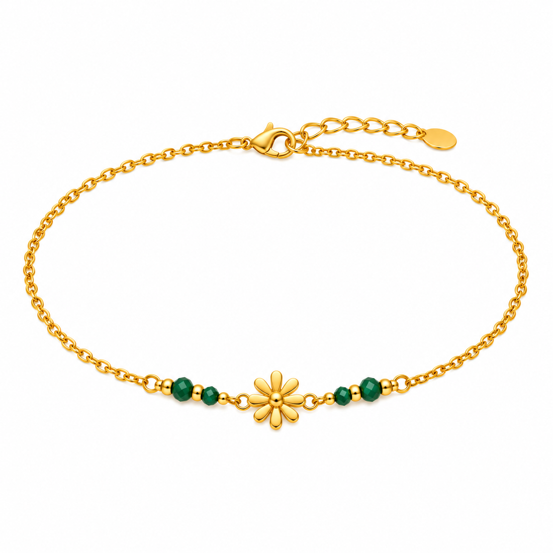 Green Beaded Mini Bloom Anklet