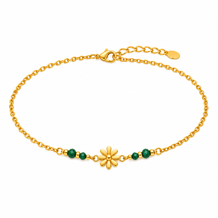 Green Beaded Mini Bloom Anklet