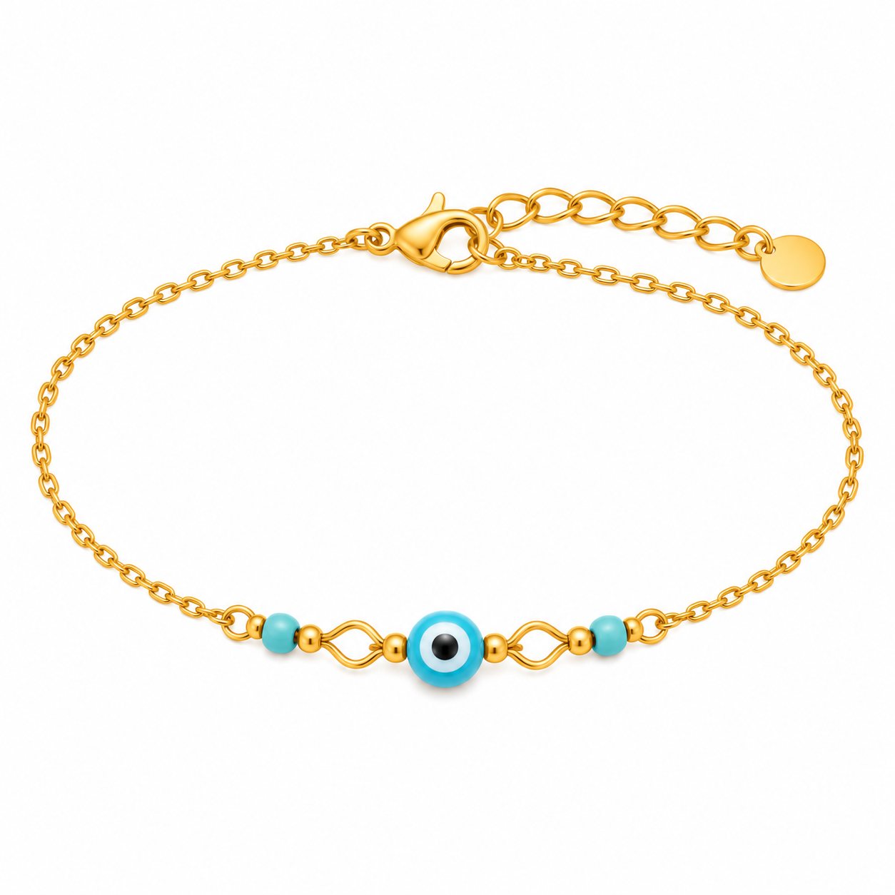 Aqua Evil Eye Minimal Anklet