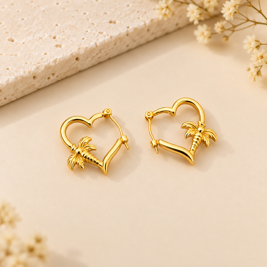 Palm Paradise Heart Hoop Earring