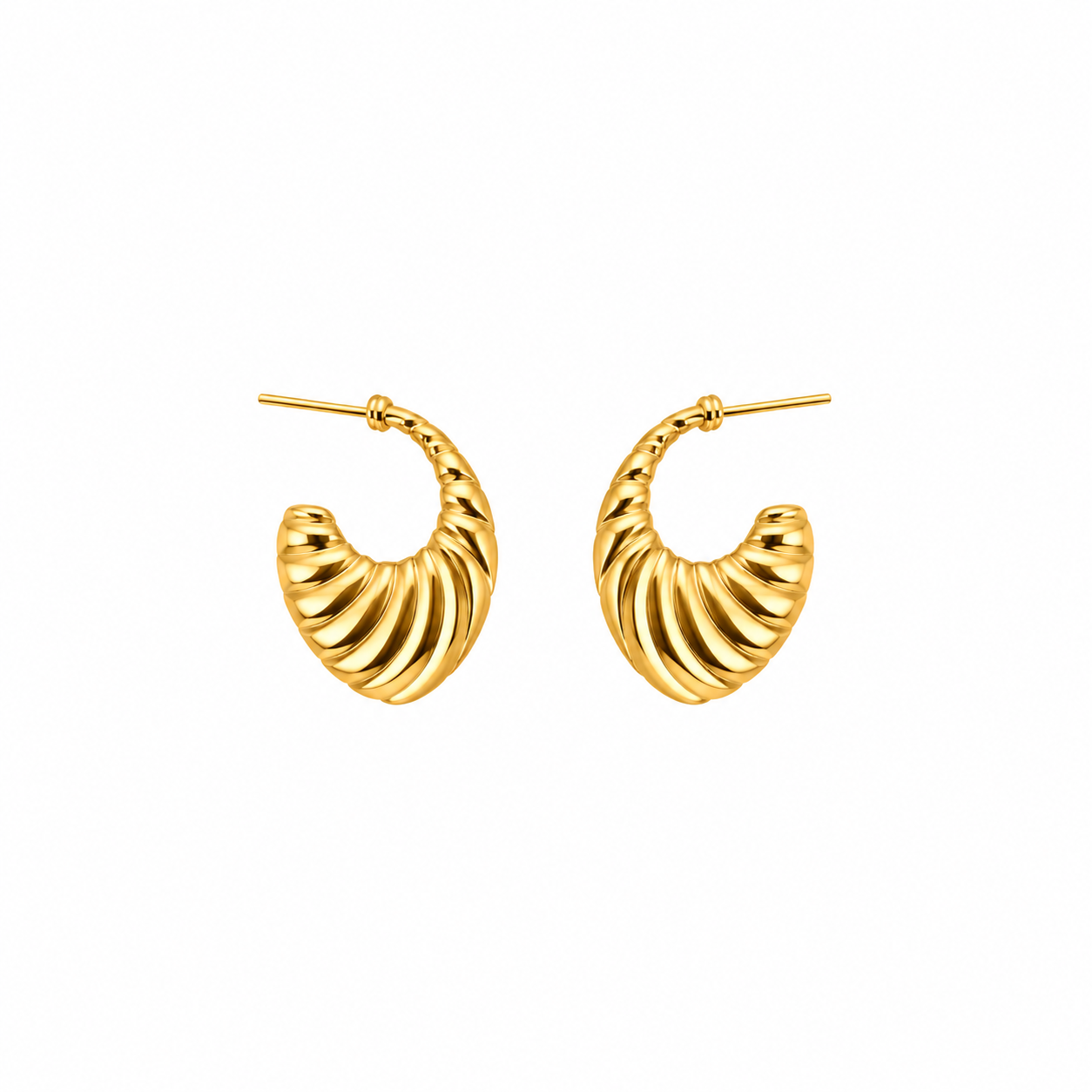 Sculpted Wave Gold Hoop Earring