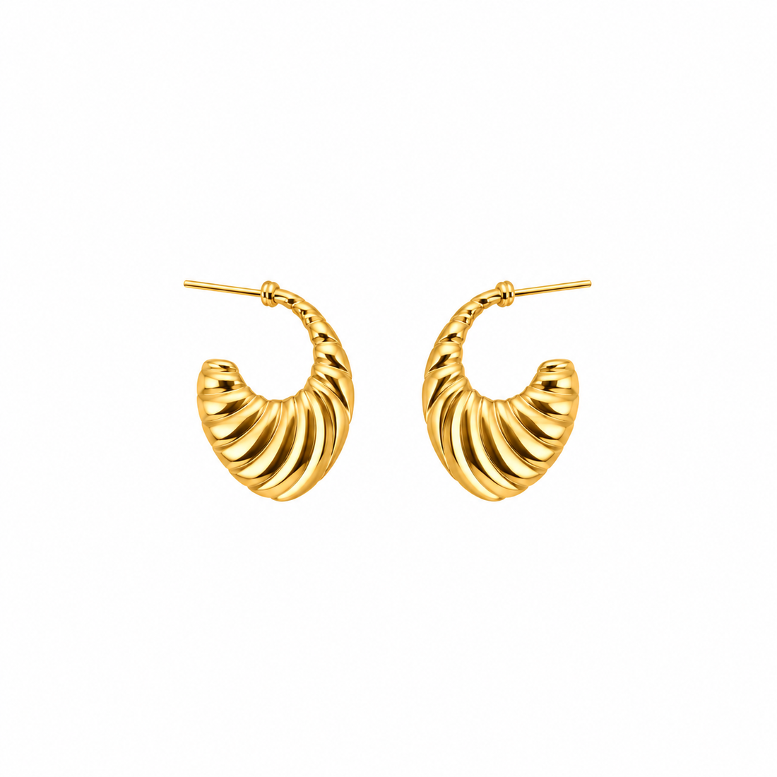 Sculpted Wave Gold Hoop Earring