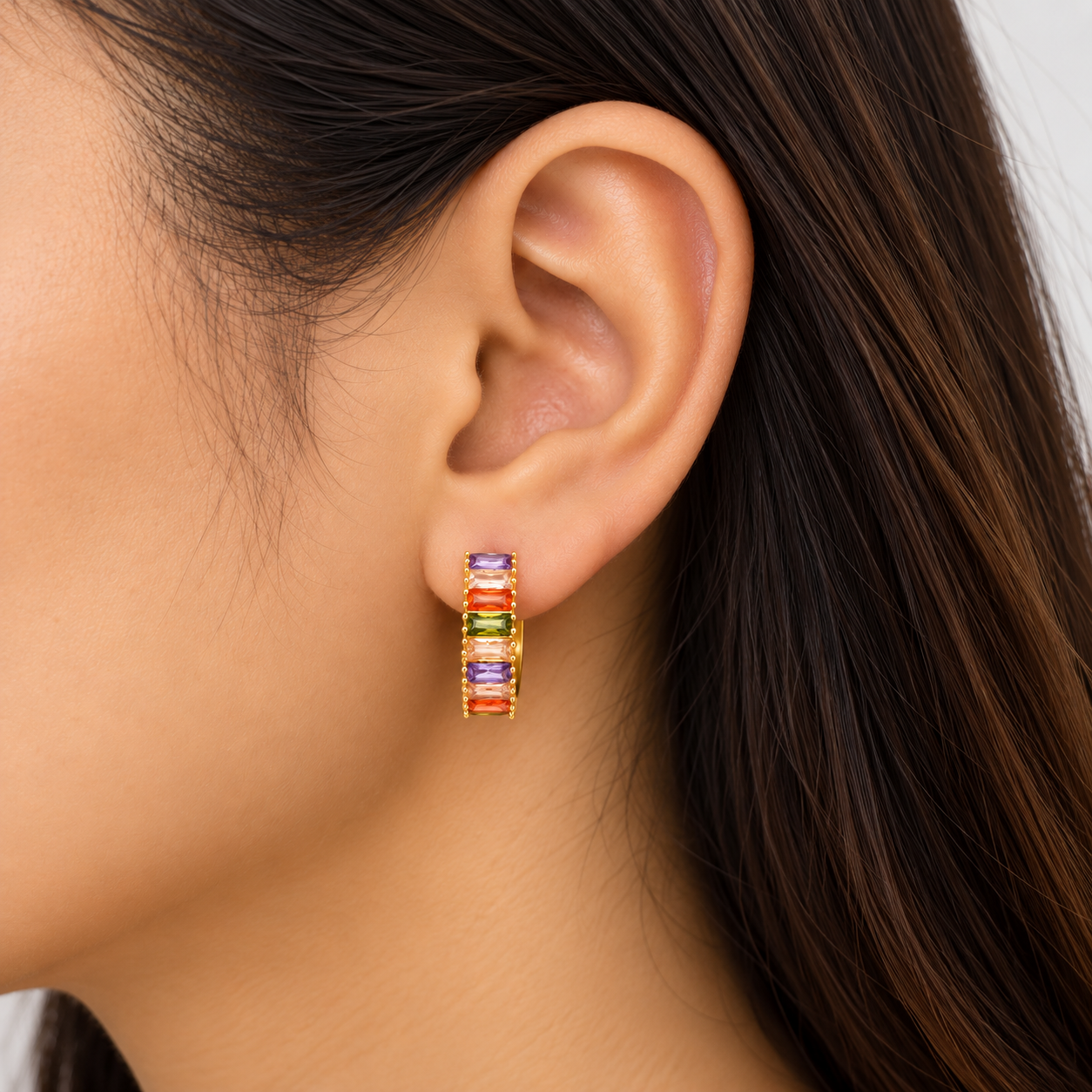 Multicolour Zirconia Bali Earring
