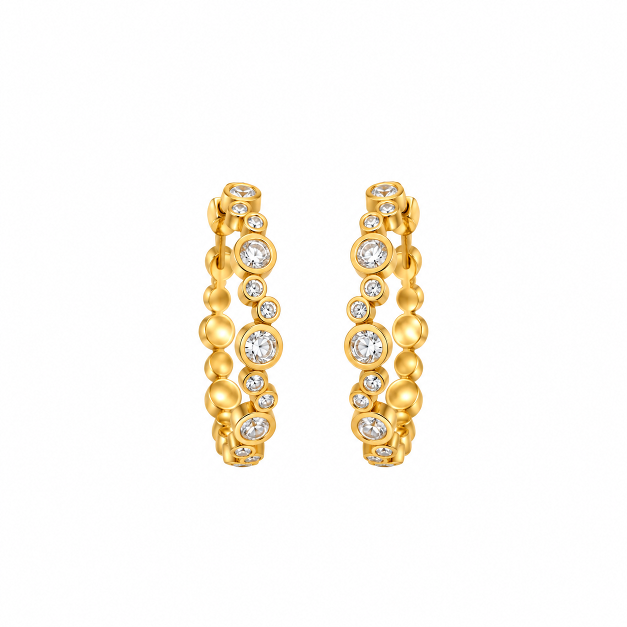 Crystal Bubble Gold Hoop Earring