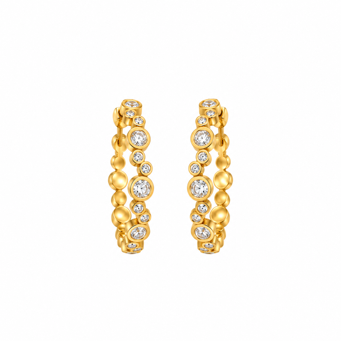 Crystal Bubble Gold Hoop Earring