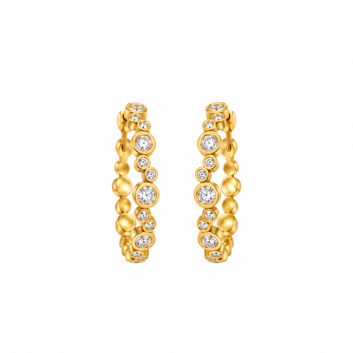 Crystal Bubble Gold Hoop Earring