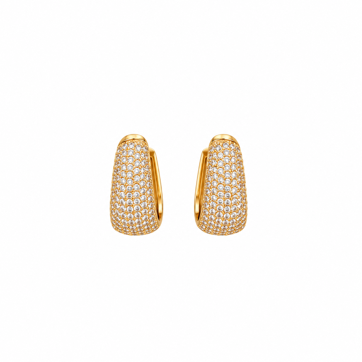 Pavé Crystal Gold Huggie Hoop Earring