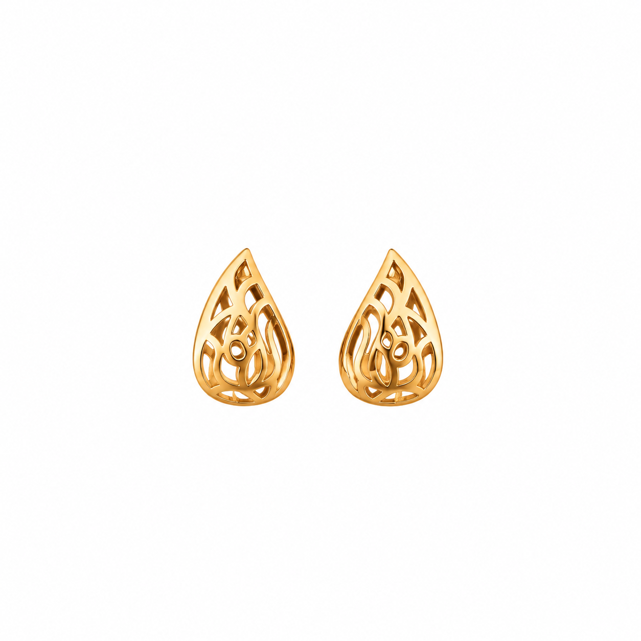 Elegant Teardrop Filigree Gold Stud Earring