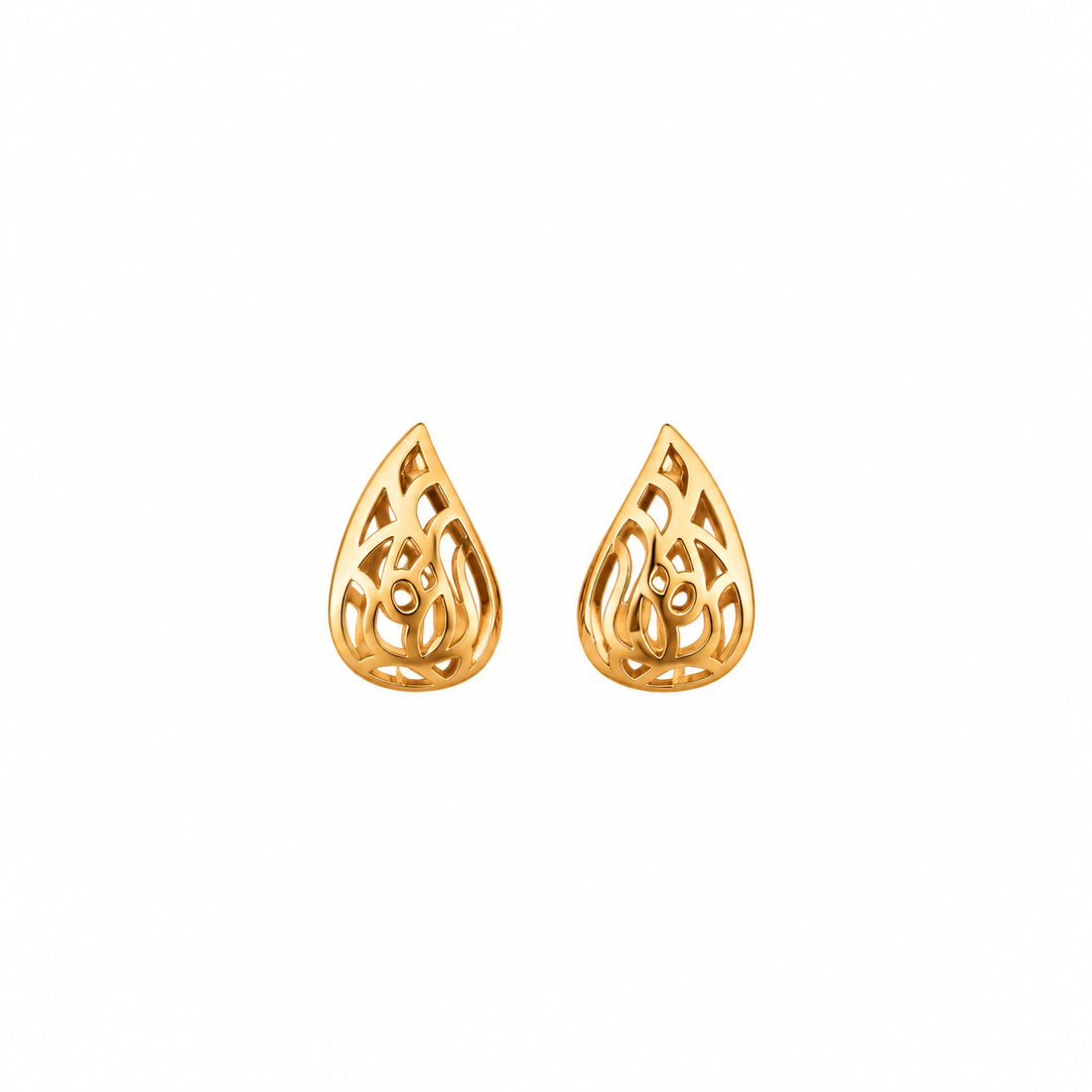 Elegant Teardrop Filigree Gold Stud Earring