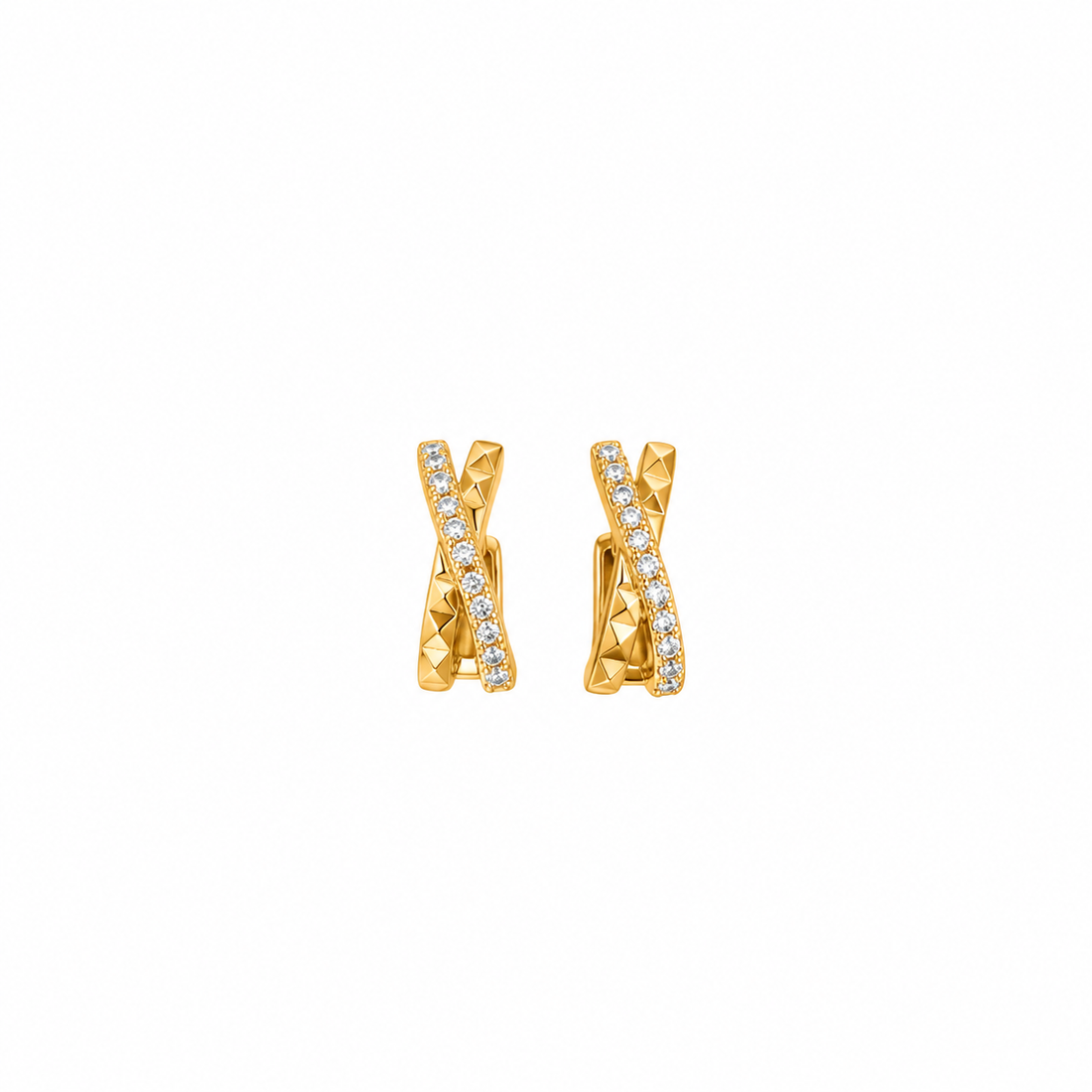 Crystal Twist Gold Huggie Earring